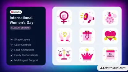 Women's Day Animated Icons Elements template preview