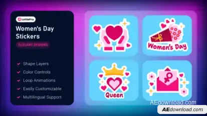 Women's Day Stickers Elements template preview