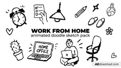 Work From Home - Animated Doodle Sketch Pack Elements template preview
