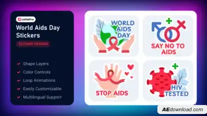 World Aids Day Stickers Elements template preview