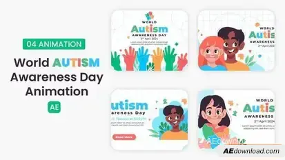 Videohive World Autism Awareness Day Illustration Scene Elements template preview