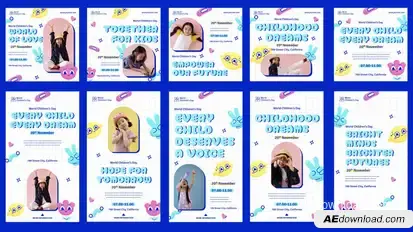 World Childrens Day Feed and Stories Instagram Openers template preview
