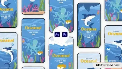 Videohive World Oceans Day Instagram Story Elements template preview
