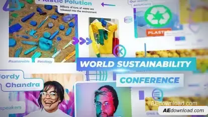 Sustainability Conference Promo – Abstract 3D Slideshow with Glitch Effects for Awareness Events Openers template preview