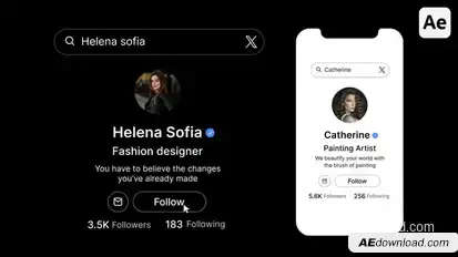 X Search Bar, Profile, Result Elements template preview
