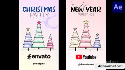 Xmas Tree Vertical Opener for After Effects Openers template preview