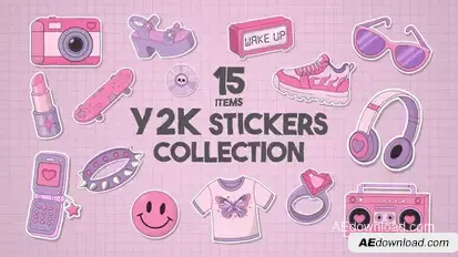 Y2K Stickers Collection Elements template preview