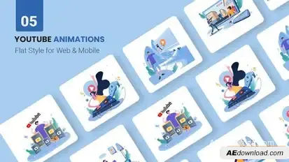 Youtube Marketing Animations - Flat Concept Openers template preview