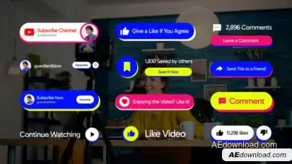 Youtube Social Media Lower Third Elements template preview