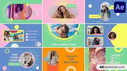 Youtube Social Media Slides for After Effects Openers template preview