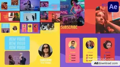 Youtube Subscribe And Endscreen Slides | After Effects Openers template preview
