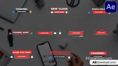 Youtube Subscribe Buttons | After Effects Titles template preview