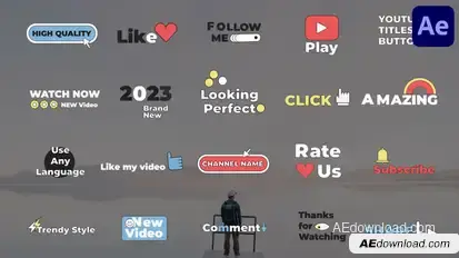 Youtube Titles Buttons for After Effects Titles template preview