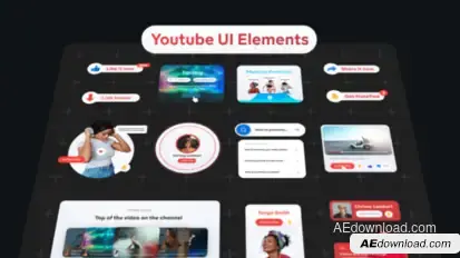 YouTube Video UI Elements Pack – Animated Overlays for Subscribe, Comments, Likes and Music Visuals Elements template preview