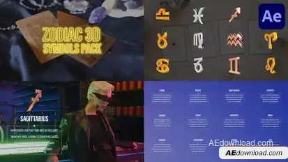 Videohive Zodiac 3D Symbols Pack for After Effects Titles template preview
