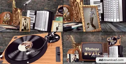 Vintage Music Opener Video Displays template preview