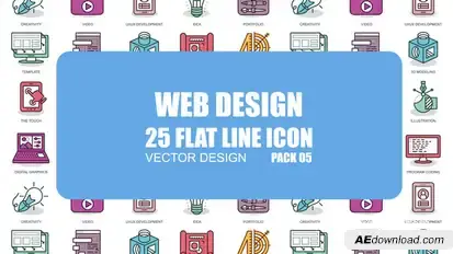 Web Design - Flat Animation Icons Video Displays template preview