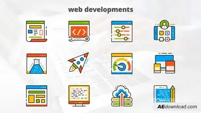 Web Development - Flat Animated Icons Video Displays template preview