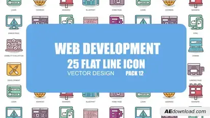 Web Development - Flat Animation Icons Video Displays template preview