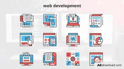Web Development – Thin Line Icons Video Displays template preview