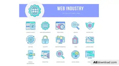 Web Industry - Filled Outline Animated Icons Video Displays template preview
