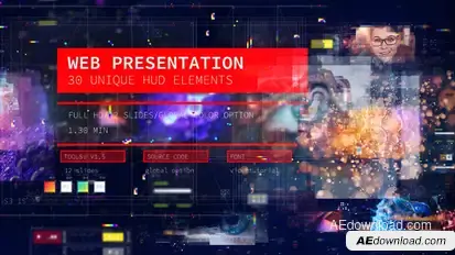 Web Presentation/ HUD Modern Slideshow/ 3D Sci-Fi Glitch Intro/ Digital Parallax/ Hightech Interface Video Displays template preview