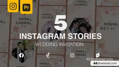 Wedding Invitation | MOGRT | Instagram Stories 5 in 1 Premiere Pro template preview