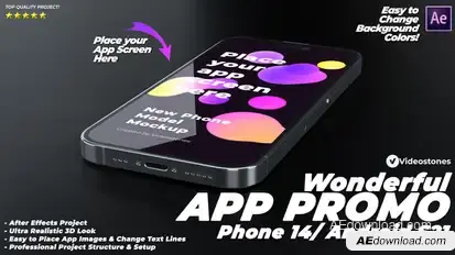 Wonderful App Promo and Website Promo - App Demonstration Video - 3d Phone 14 Mockup Kit Video Displays template preview