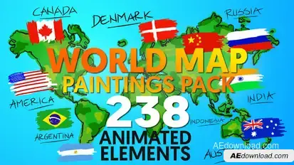 World Map Paintings Pack Video Displays template preview