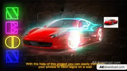 Your pictures in neon Video Displays template preview