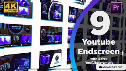 Youtube End Screens 9+5 Video Displays template preview