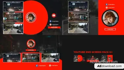 Youtube End Screens Pack V3 Premiere Pro template preview